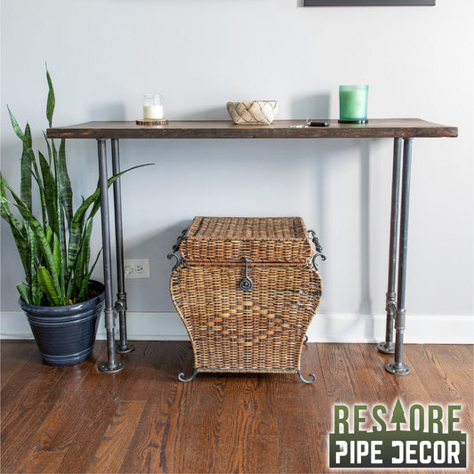 RESTORE Boulder Black Solid Live Edge Wood Console Table