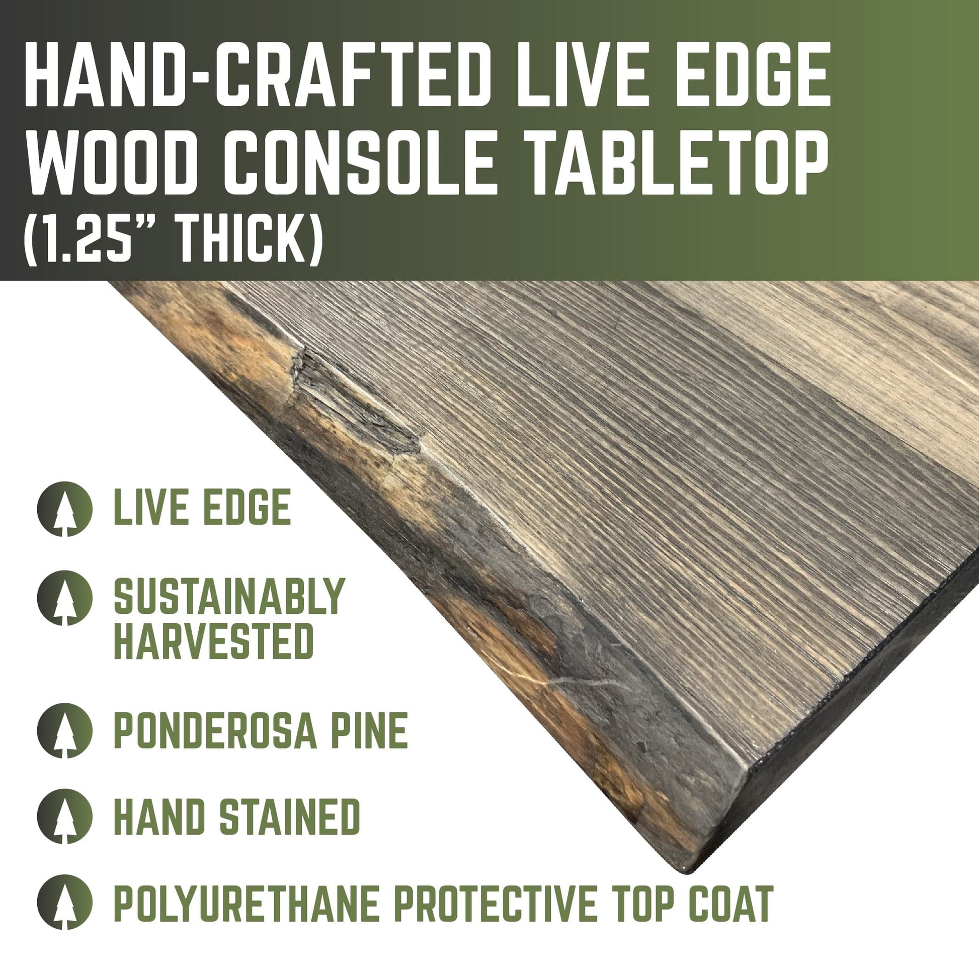 RESTORE Boulder Black Solid Live Edge Wood Console Table