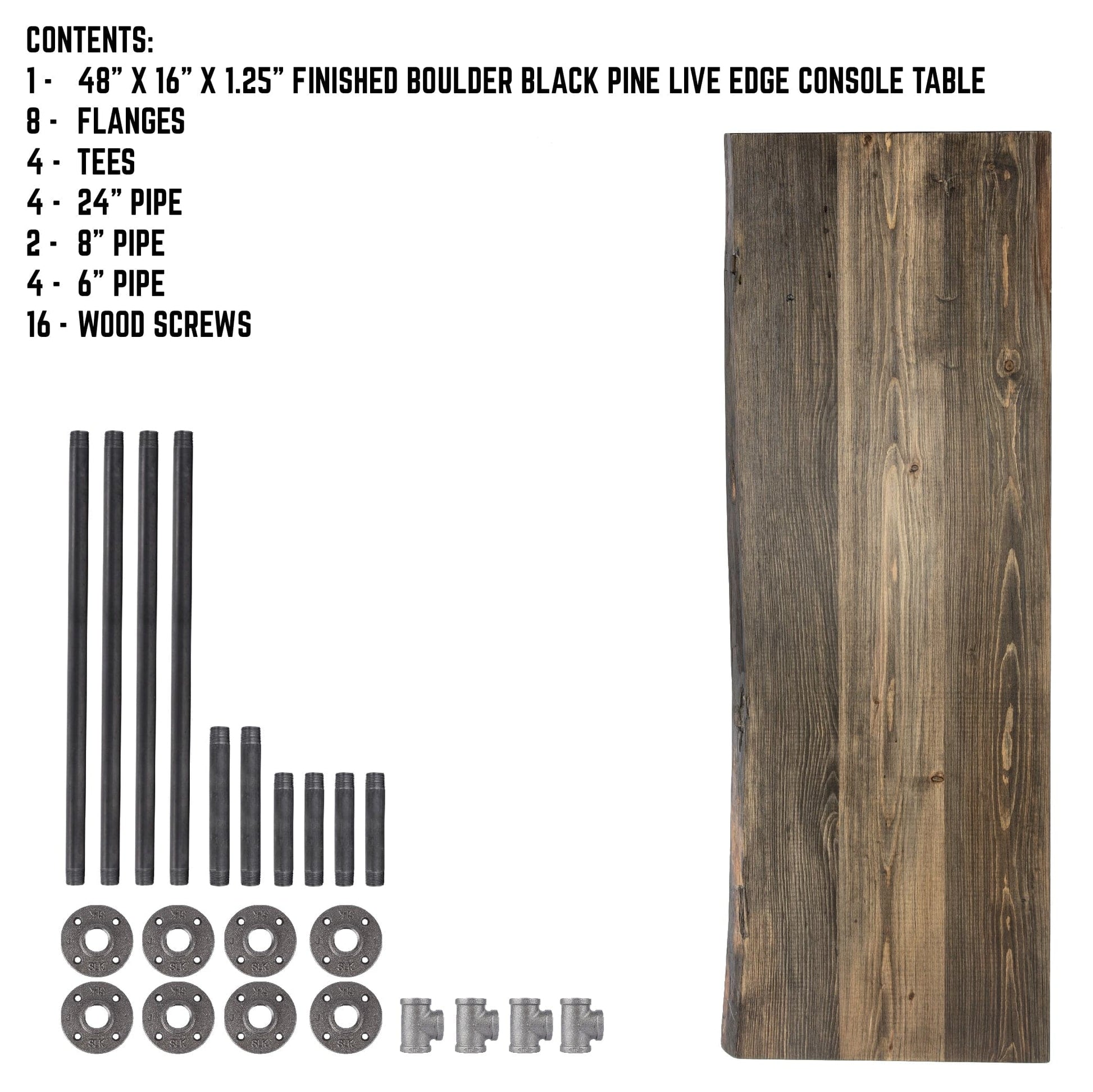 RESTORE Boulder Black Solid Live Edge Wood Console Table