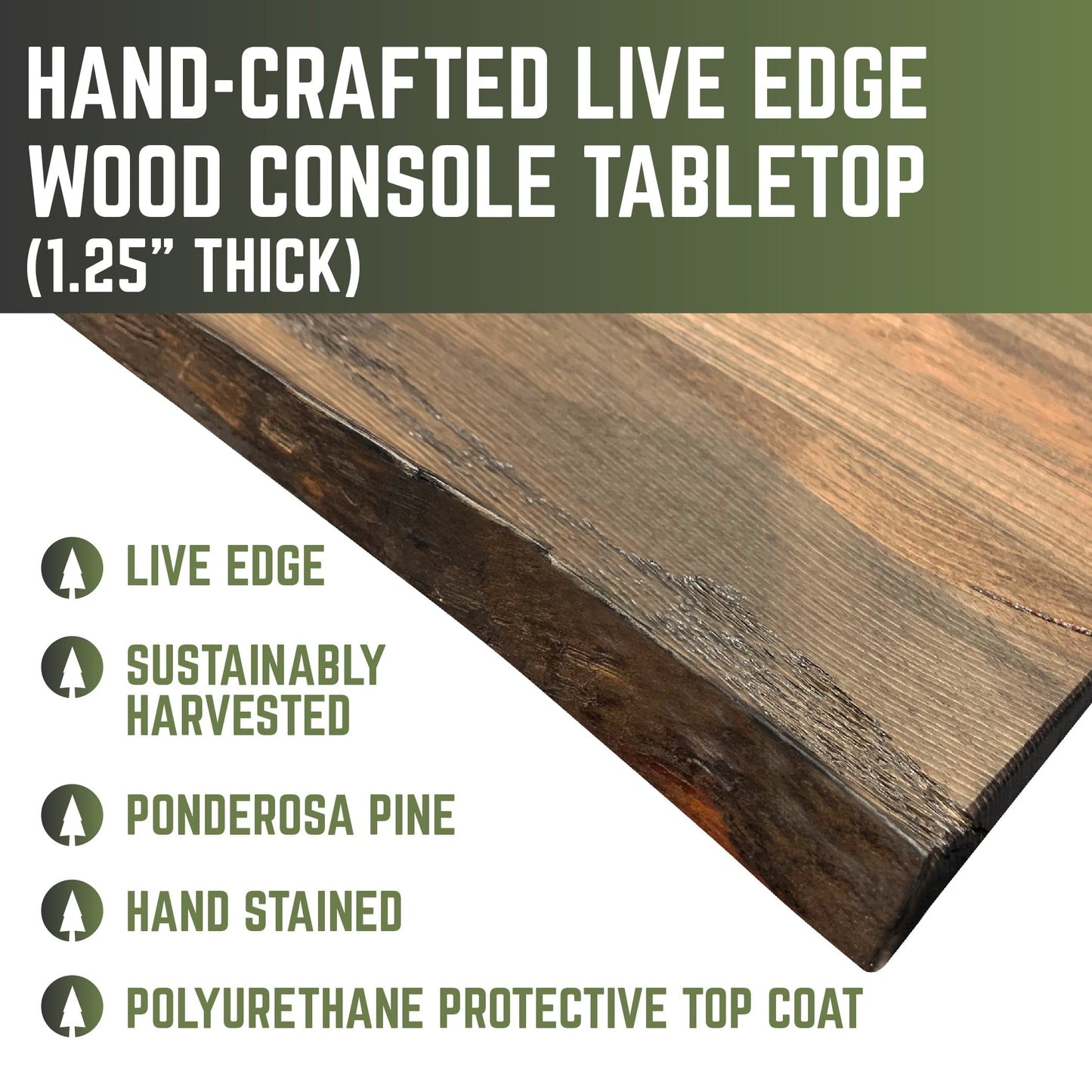 RESTORE Trail Brown Solid Live Edge Wood Console Table