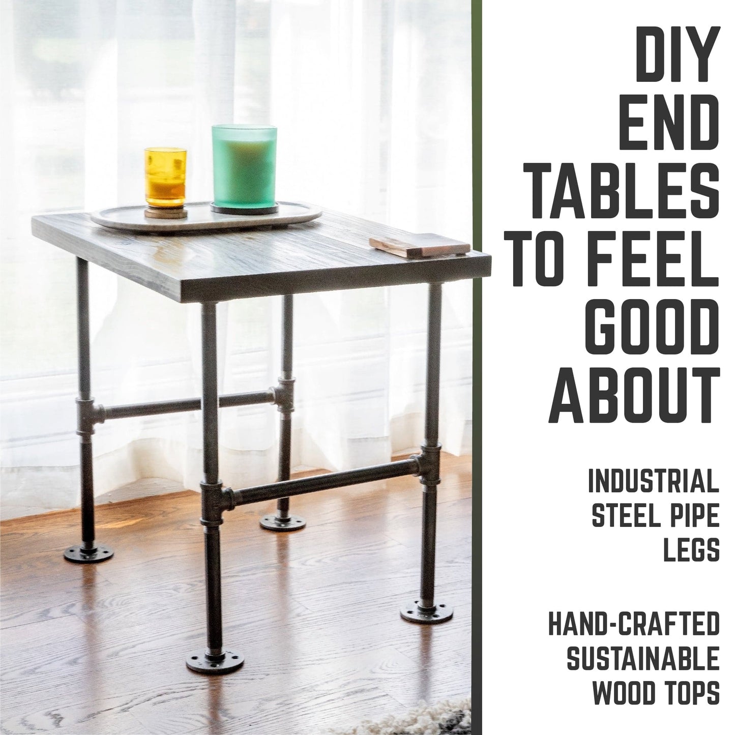 RESTORE Boulder Black Solid Wood End Table