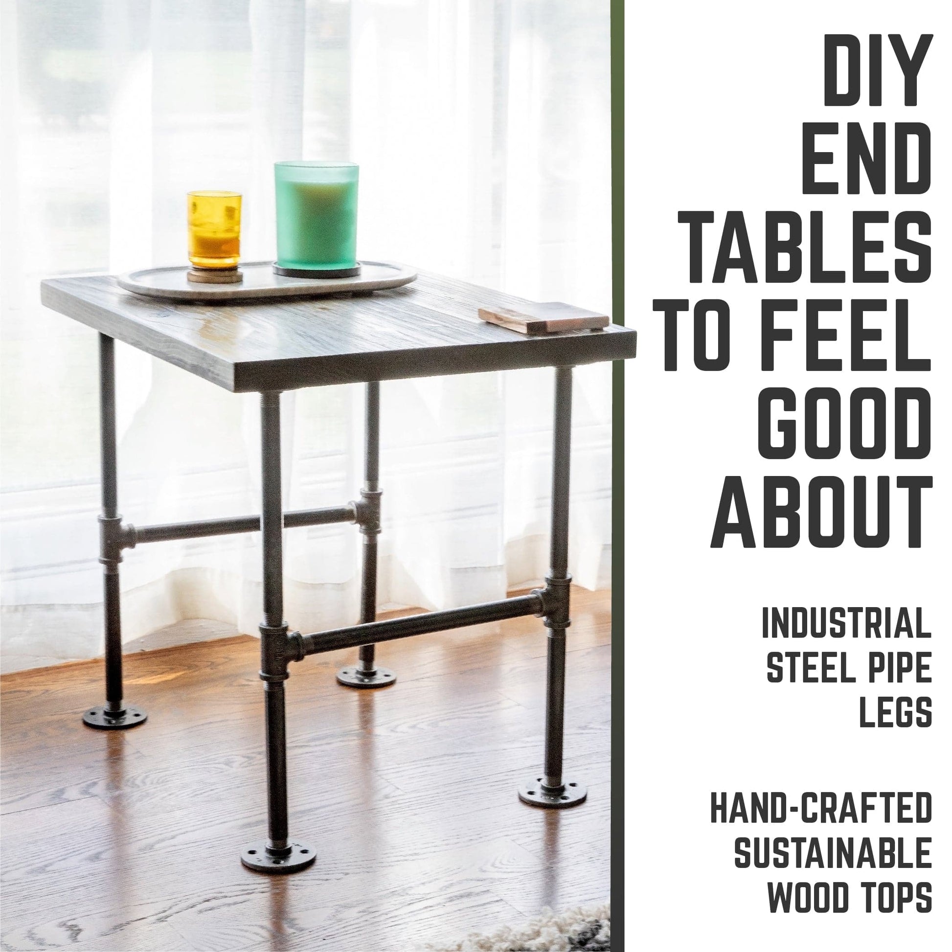 RESTORE Boulder Black Solid Wood End Table