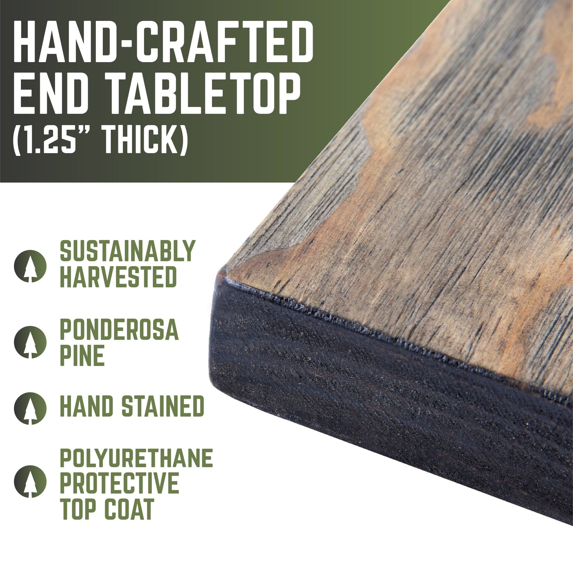 RESTORE Boulder Black Solid Wood End Table