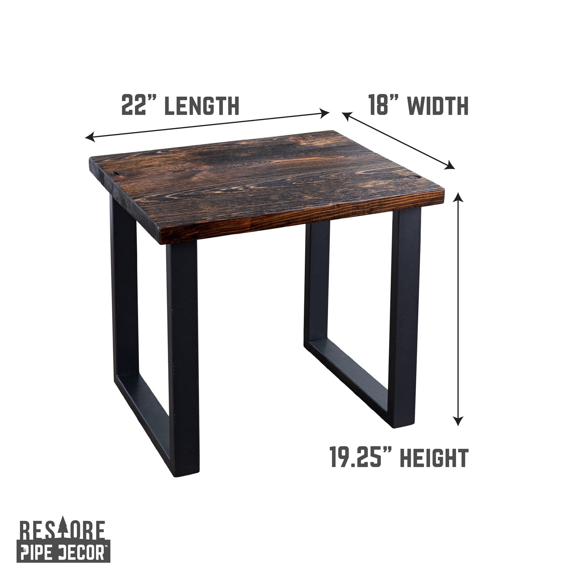 Skyline Boulder Black Solid End Table with 18 in. Landscape Legs