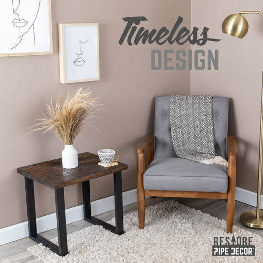 Skyline Boulder Black Solid End Table with 18 in. Landscape Legs