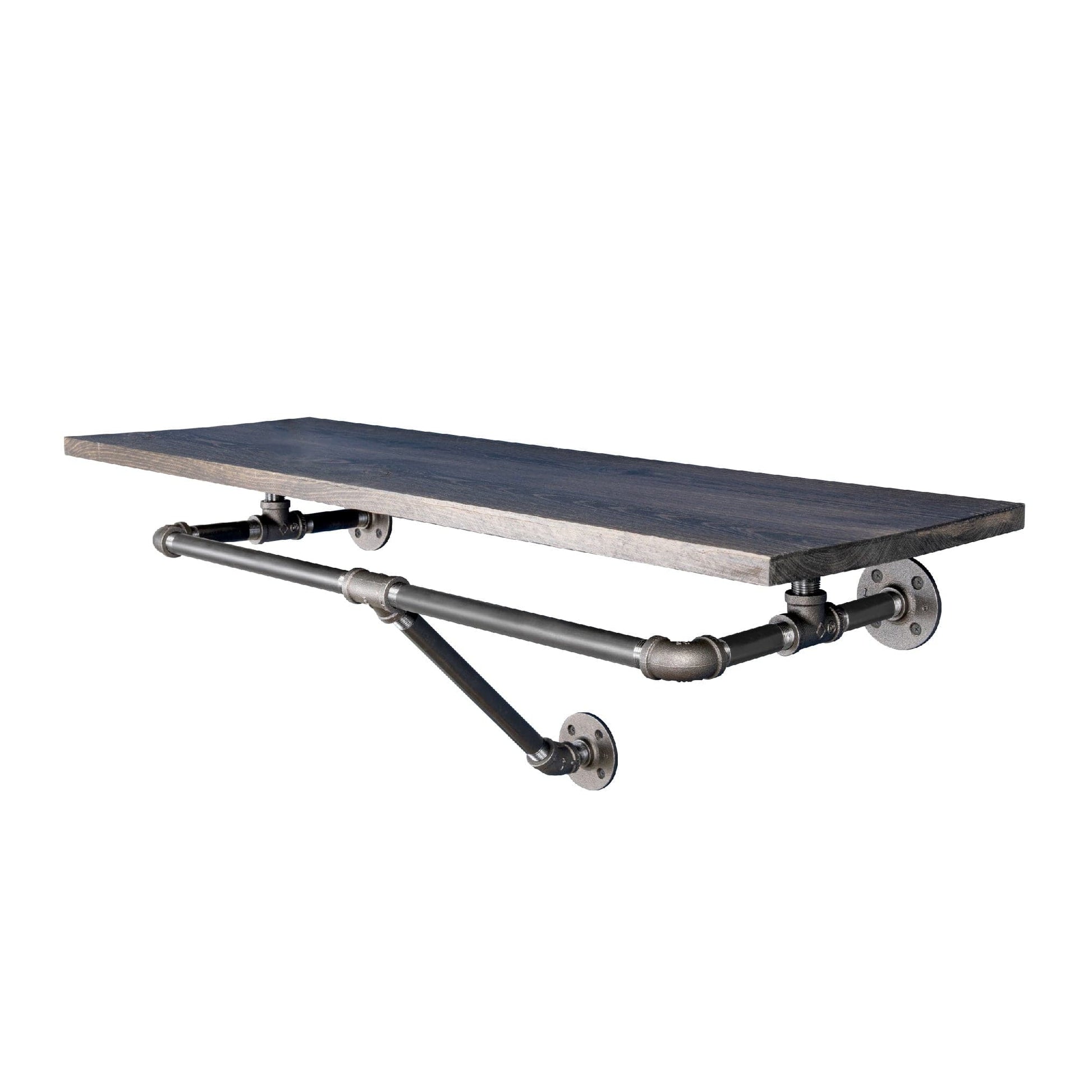 24 in. Wall Mounted Clothing Rack with Wood Shelf, Boulder Black