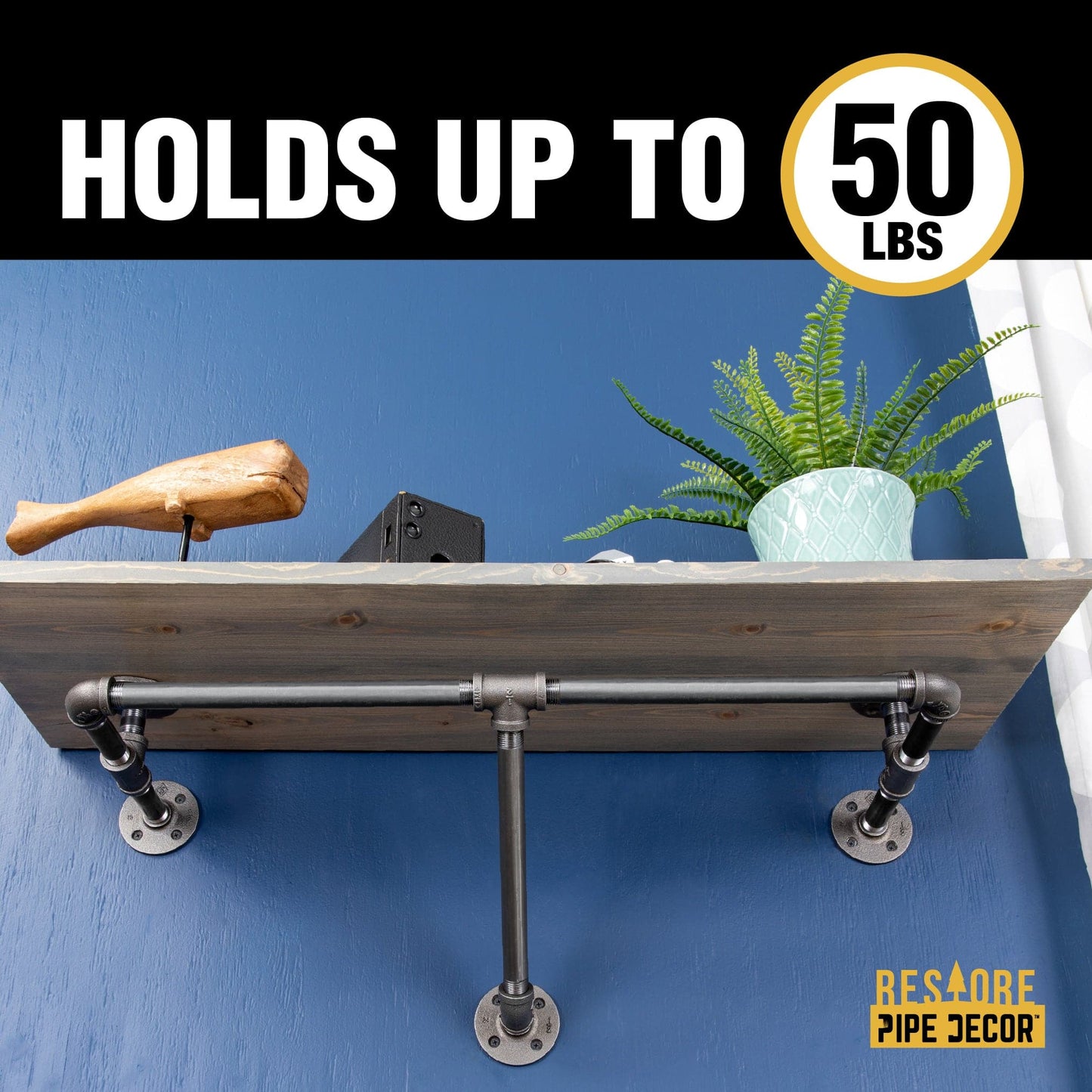 24 in. Wall Mounted Clothing Rack with Wood Shelf, Riverstone Grey