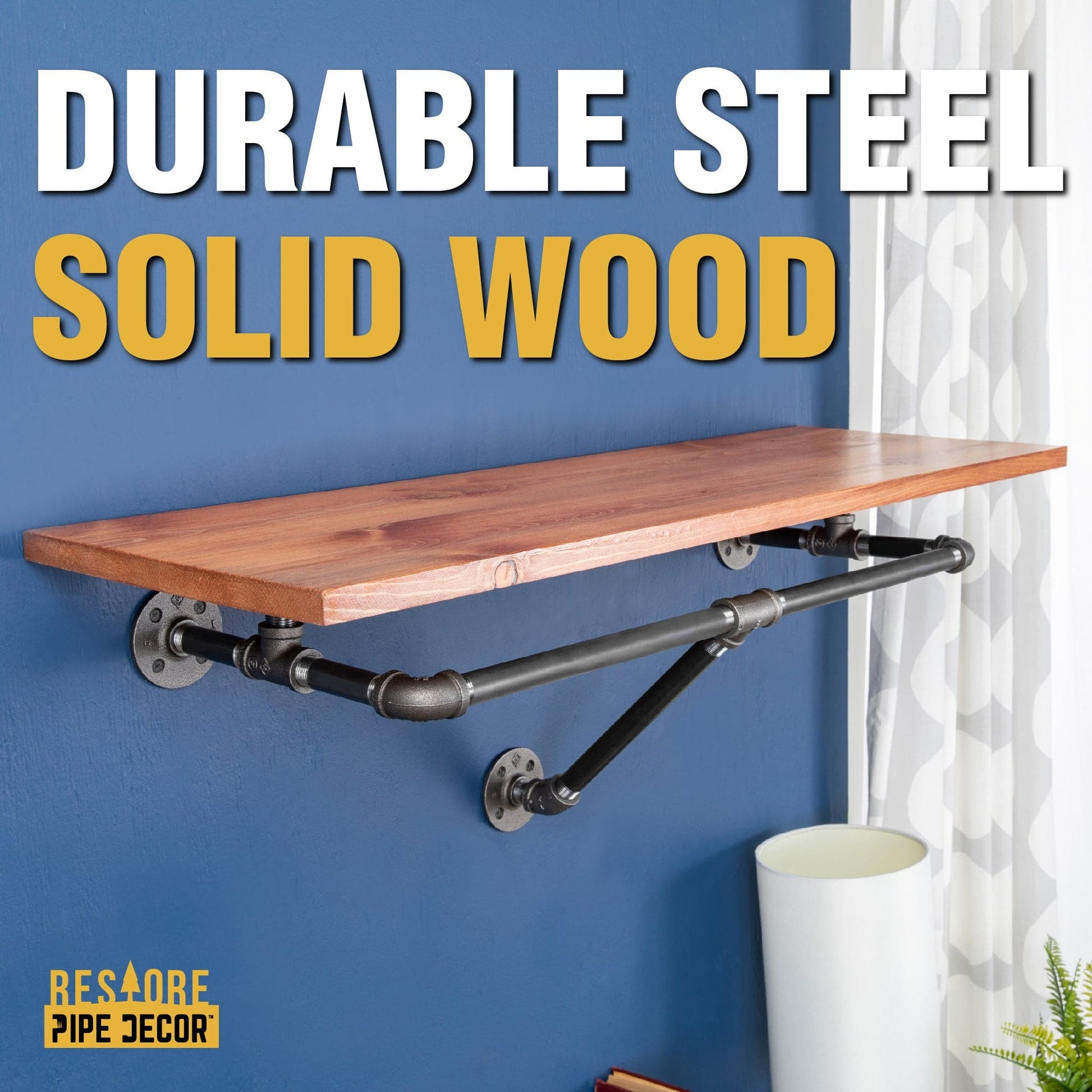 24 in. Wall Mounted Clothing Rack with Wood Shelf, Sunset Cedar