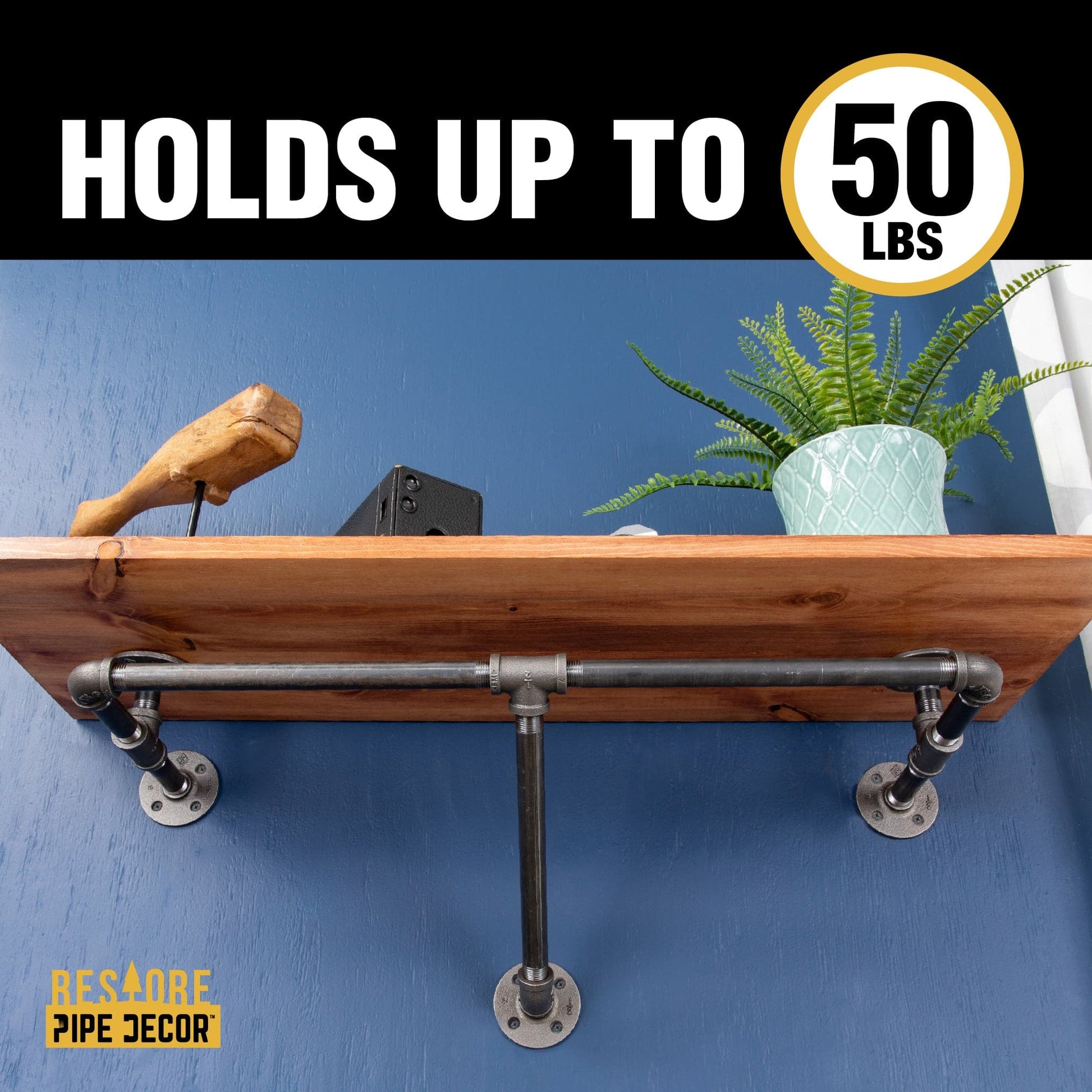 24 in. Wall Mounted Clothing Rack with Wood Shelf, Sunset Cedar