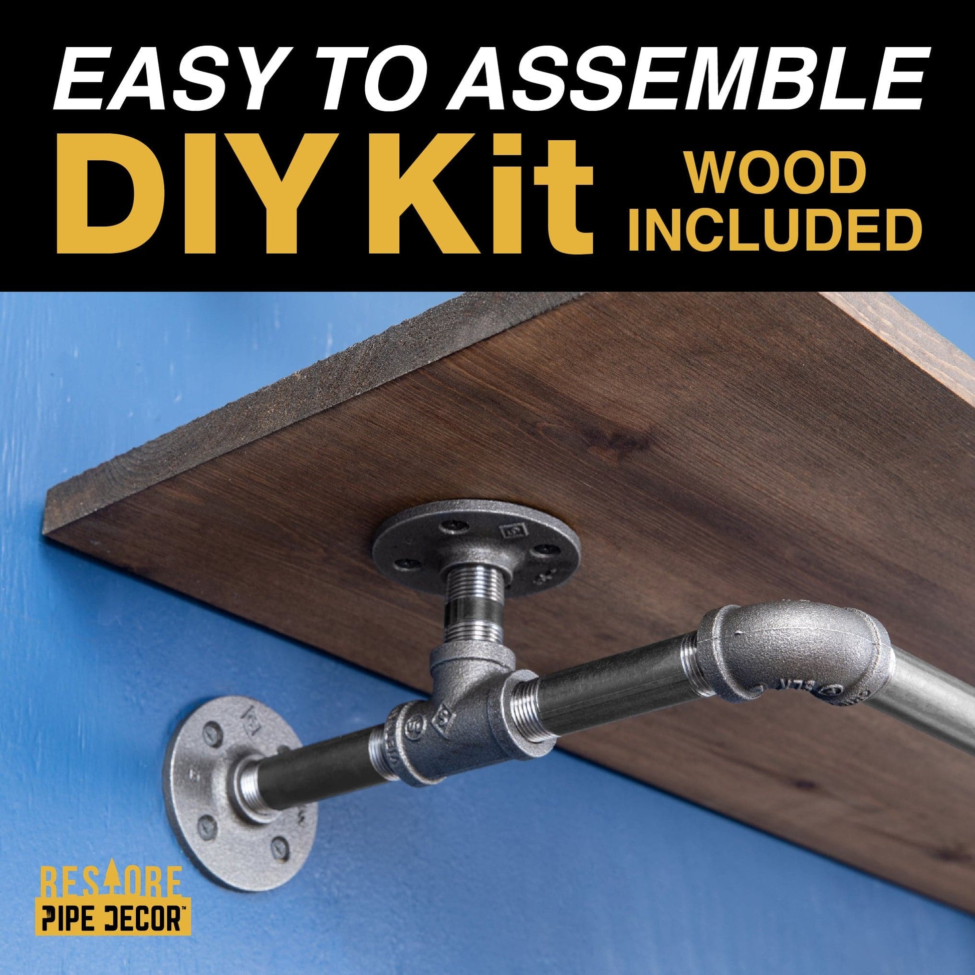 24 in. Wall Mounted Clothing Rack with Wood Shelf, Trail Brown