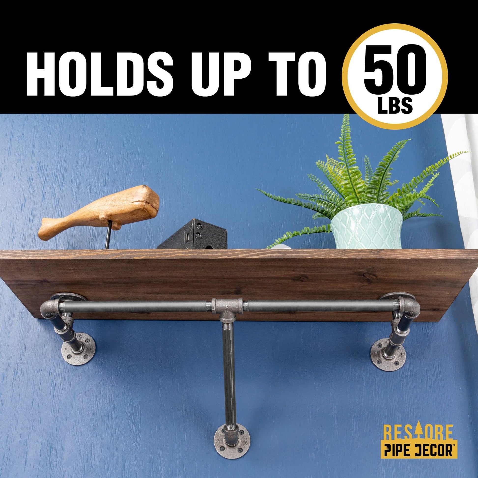 24 in. Wall Mounted Clothing Rack with Wood Shelf, Trail Brown