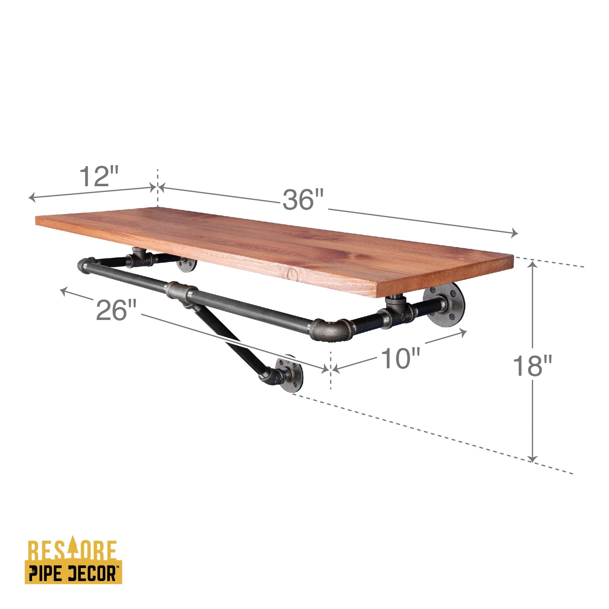 36 in. Wall Mounted Clothing Rack with Wood Shelf, Sunset Cedar