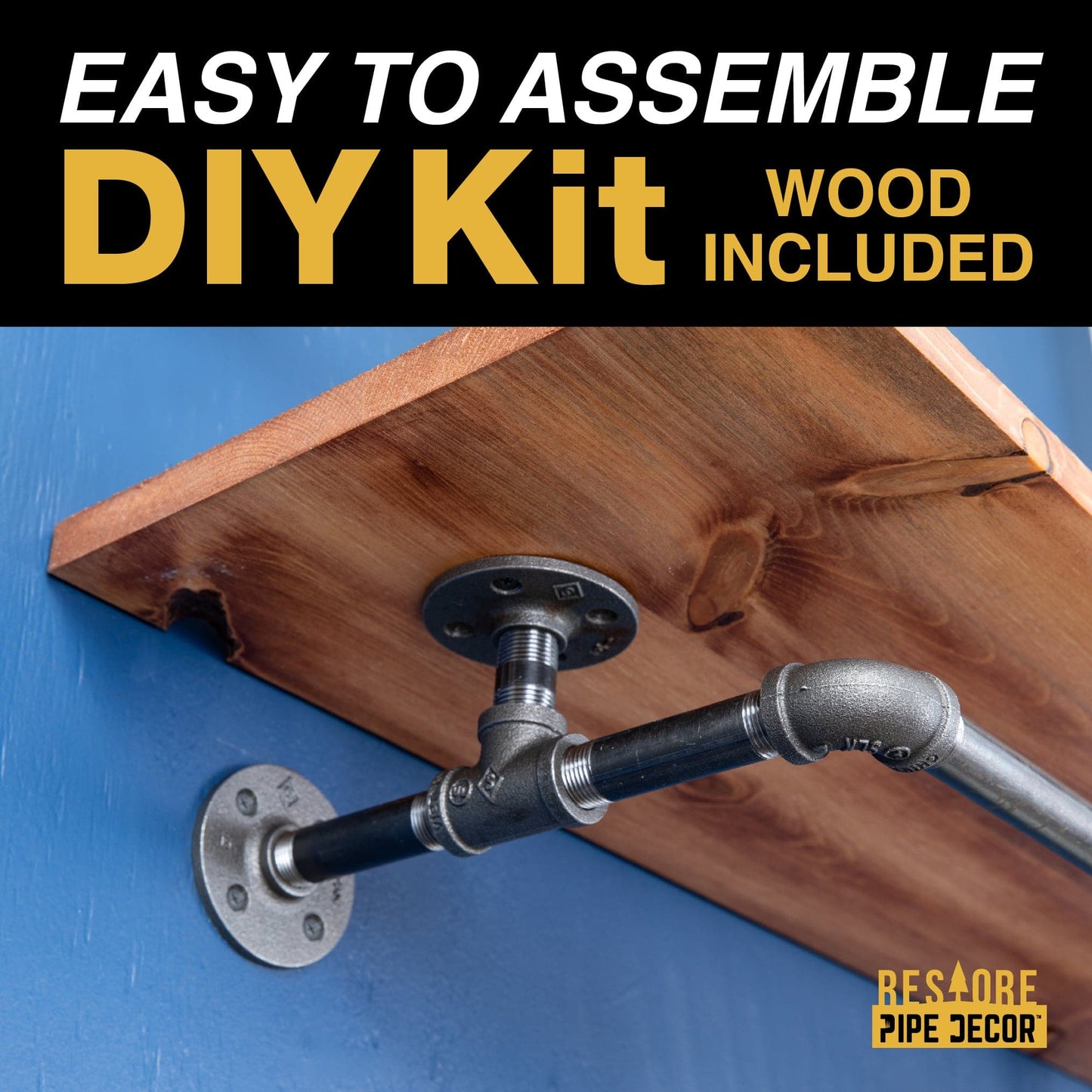 36 in. Wall Mounted Clothing Rack with Wood Shelf, Sunset Cedar