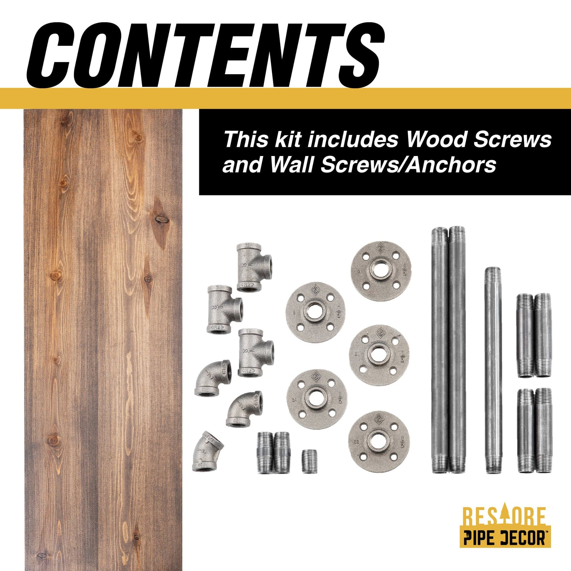 36 in. Wall Mounted Clothing Rack with Wood Shelf, Trail Brown