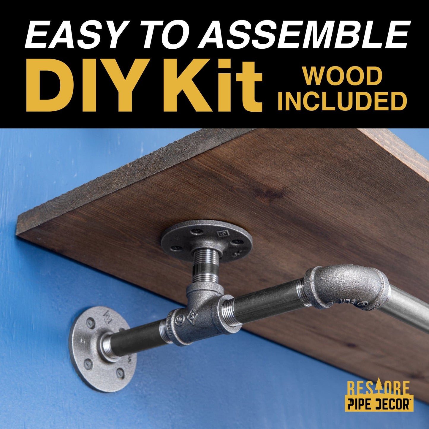 36 in. Wall Mounted Clothing Rack with Wood Shelf, Trail Brown