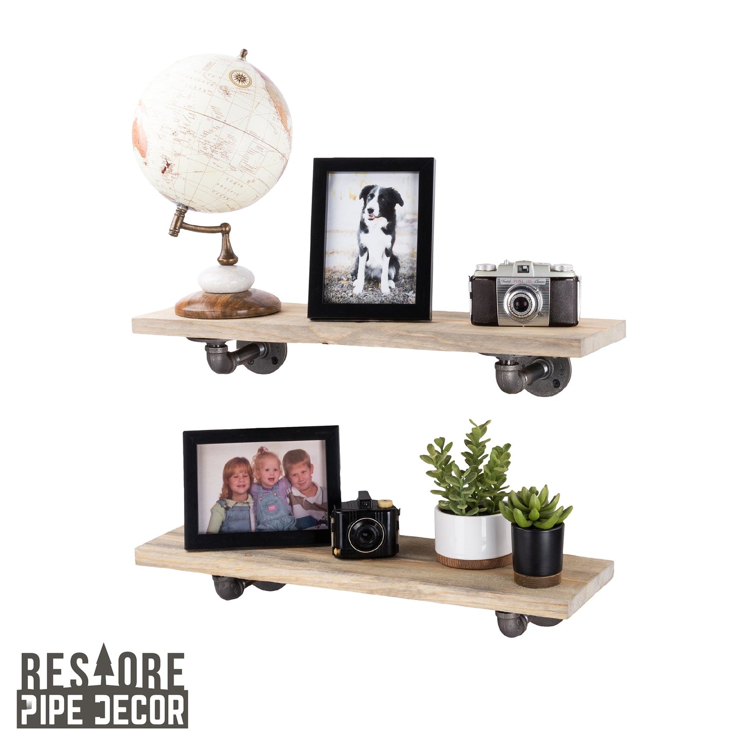 RESTORE Driftwood Tan 24 in. Shelves with L-Shaped Brackets