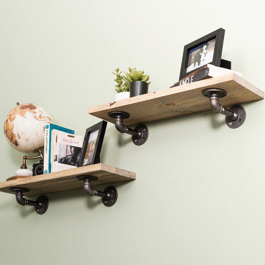 RESTORE Driftwood Tan 24 in. Shelves with L-Shaped Brackets