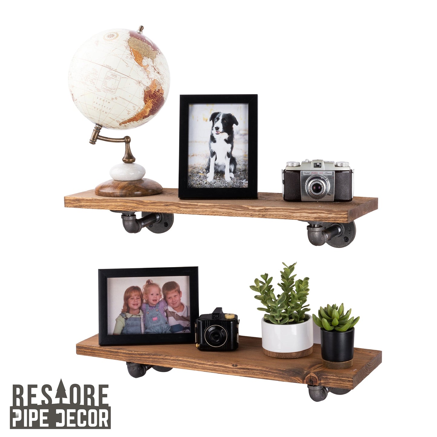 RESTORE Autumn Brown 24 in. Shelves with L-Shaped Brackets