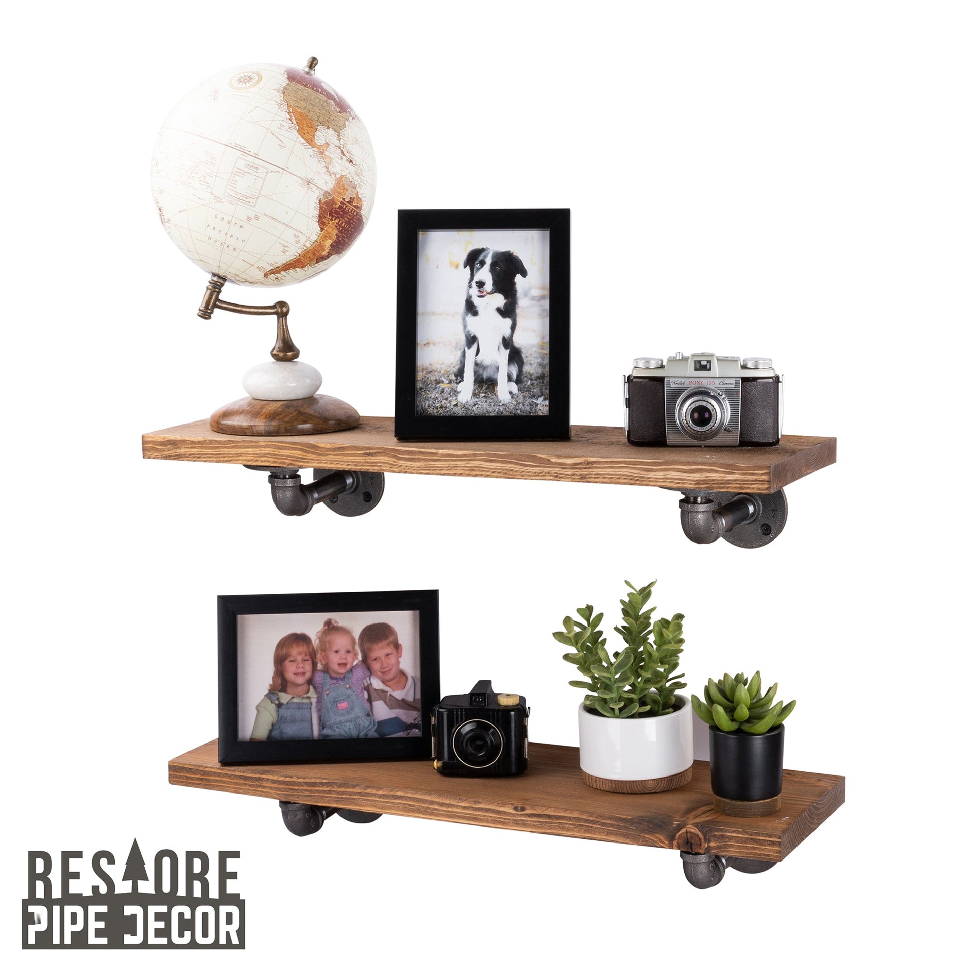 RESTORE Autumn Brown 24 in. Shelves with L-Shaped Brackets