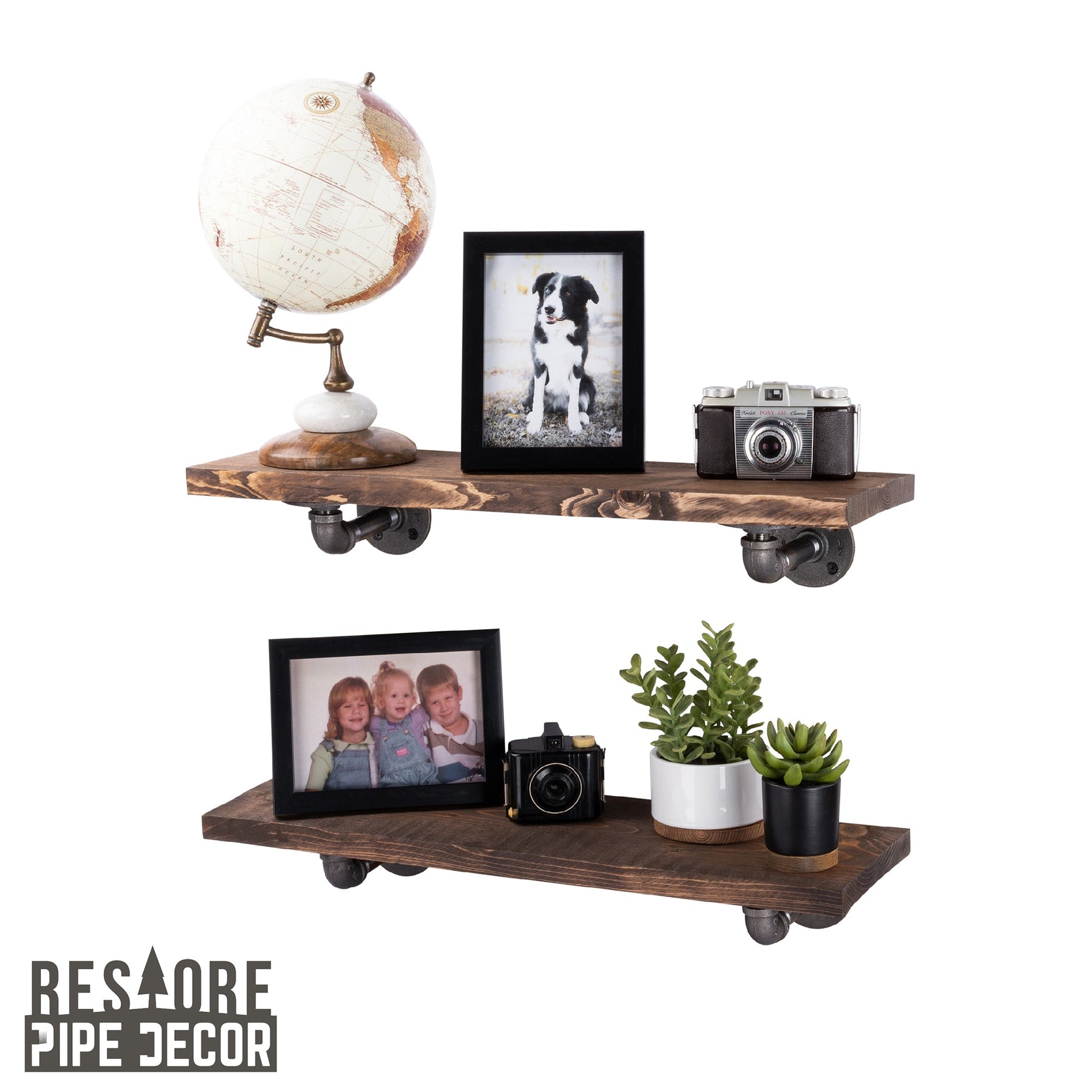 RESTORE Trail Brown 24 in. Shelves with L-Shaped Brackets