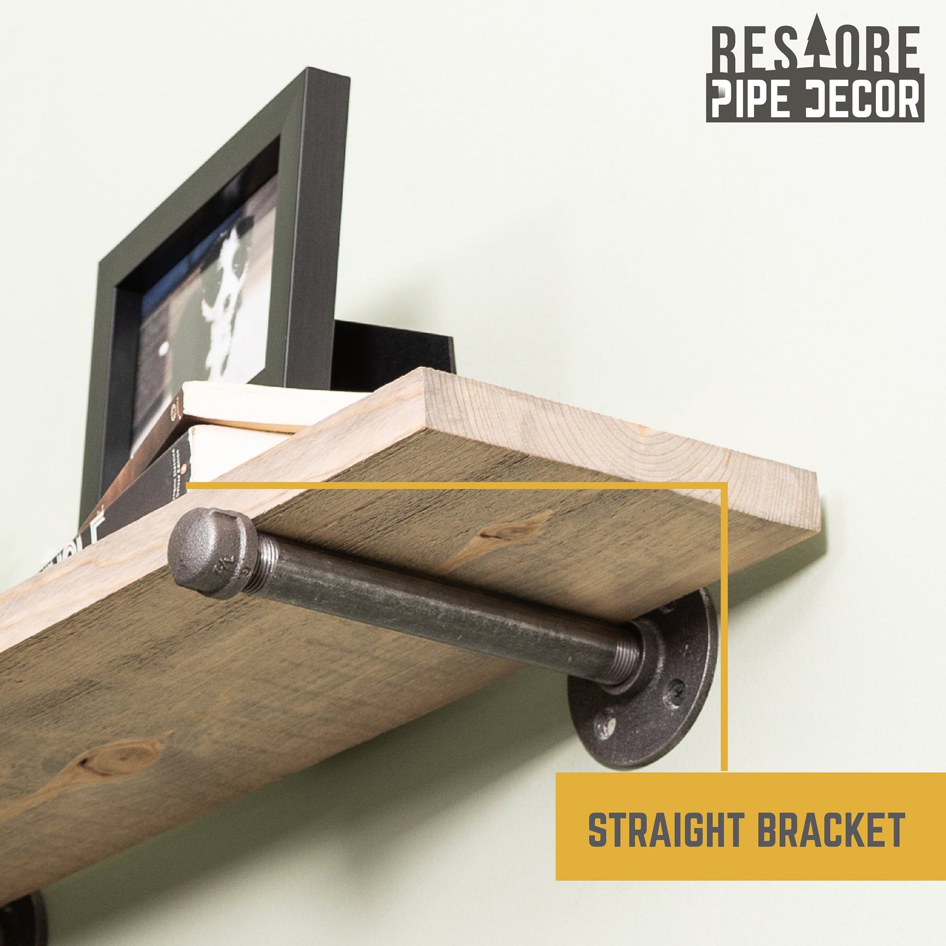 RESTORE Driftwood Tan 24 in. Shelves with Straight Brackets