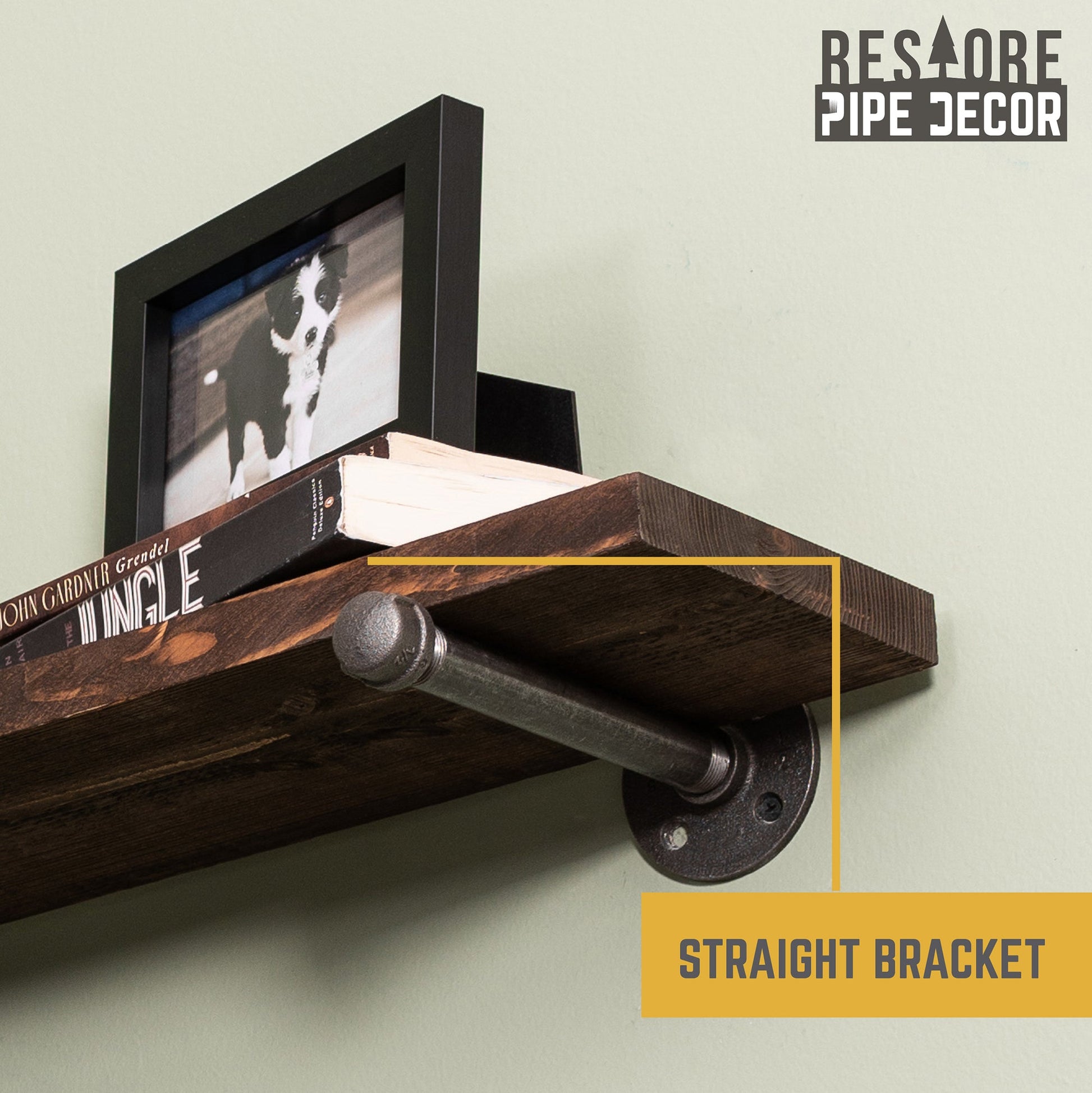 RESTORE Trail Brown 24 in. Shelves with Straight Brackets