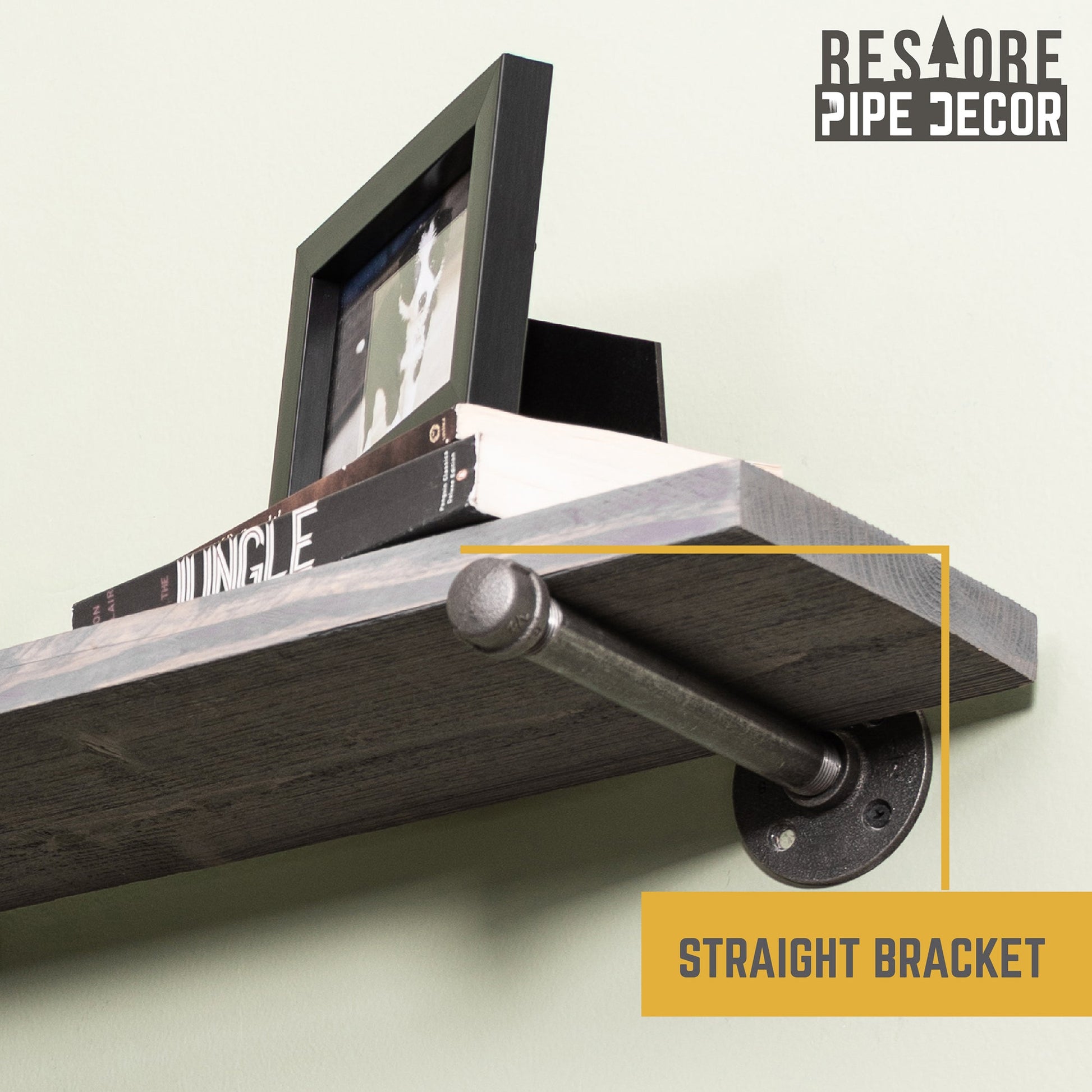 RESTORE Riverstone Grey 24 in. Shelves with Straight Brackets