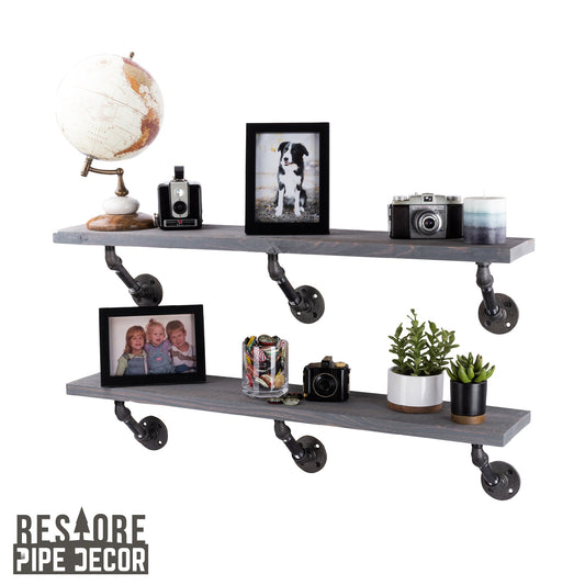 RESTORE Riverstone Grey 36 in. Shelves with Angled Brackets