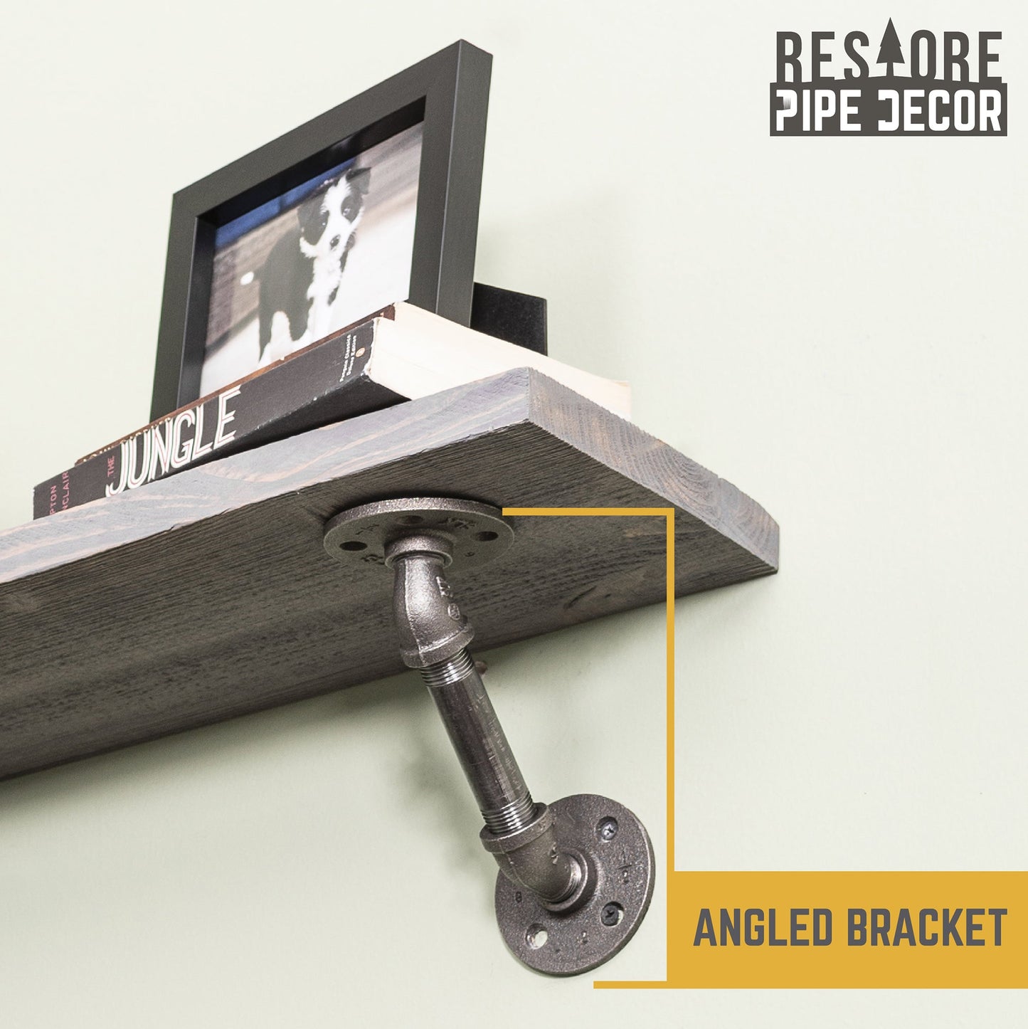 RESTORE Riverstone Grey 36 in. Shelves with Angled Brackets