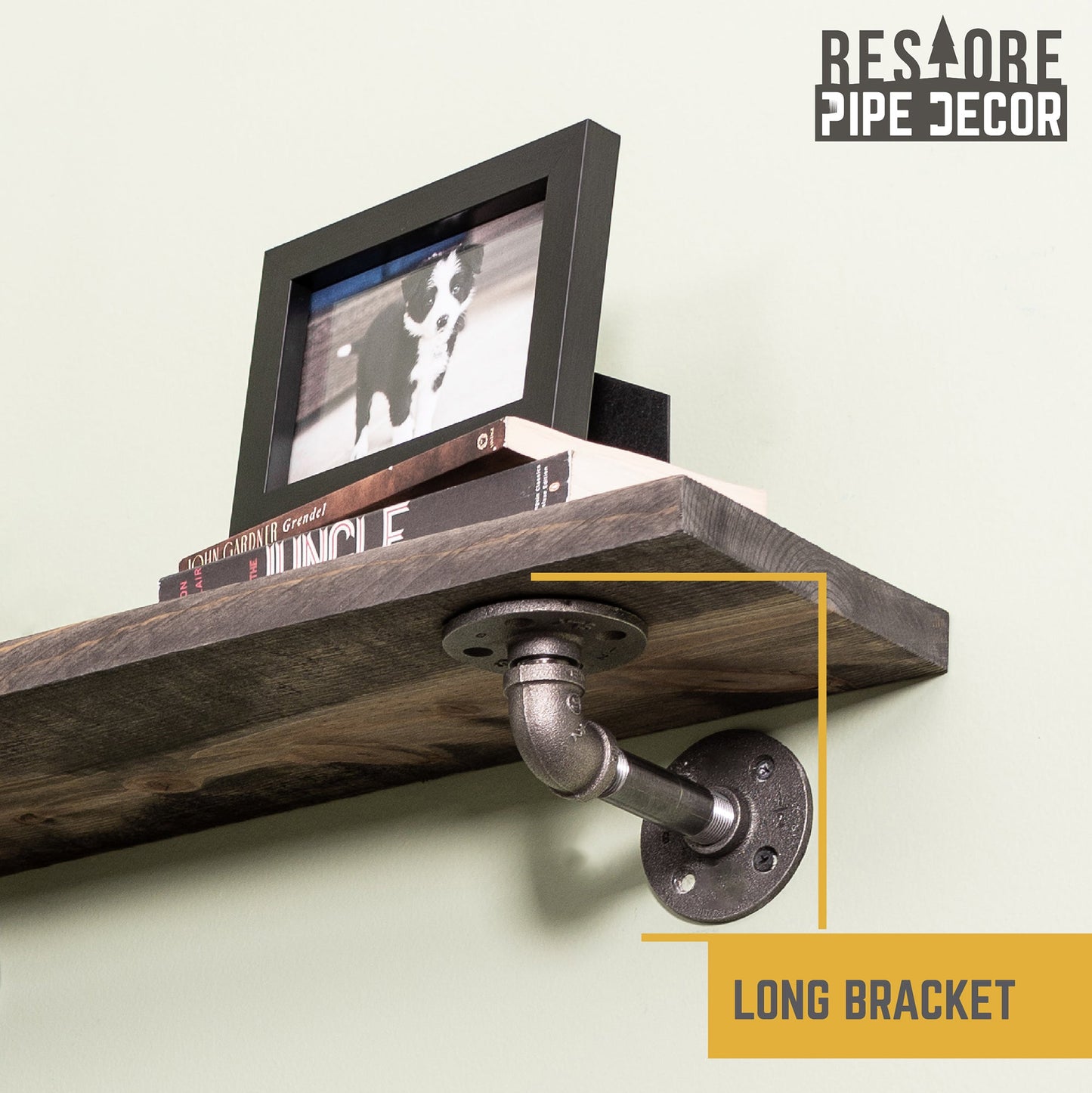 RESTORE Boulder Black 36 in. Shelves with L-Shaped Brackets