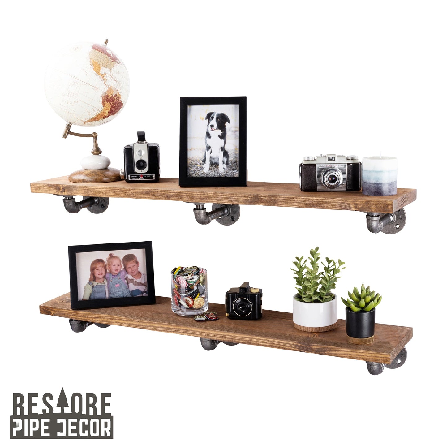 RESTORE Autumn Brown 36 in. Shelves with L-Shaped Brackets