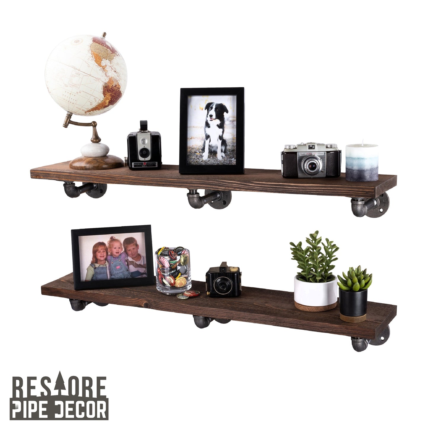 RESTORE Trail Brown 36 in. Shelves with L-Shaped Brackets