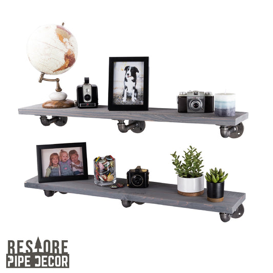 RESTORE Riverstone Grey 36 in. Shelves with L-Shaped Brackets