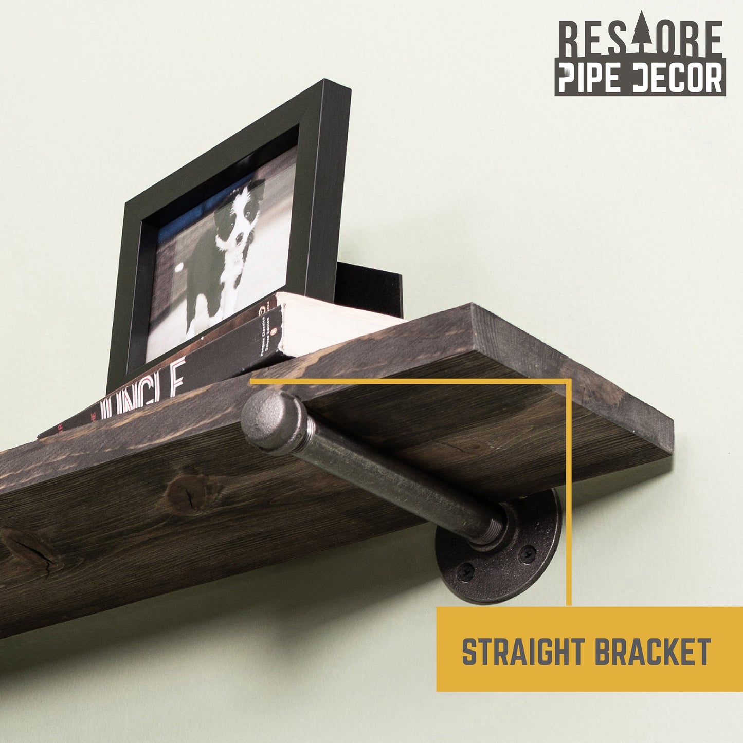 RESTORE Boulder Black 36 in. Shelves with Straight Brackets