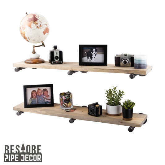 RESTORE Driftwood Tan 36 in. Shelves with Straight Brackets