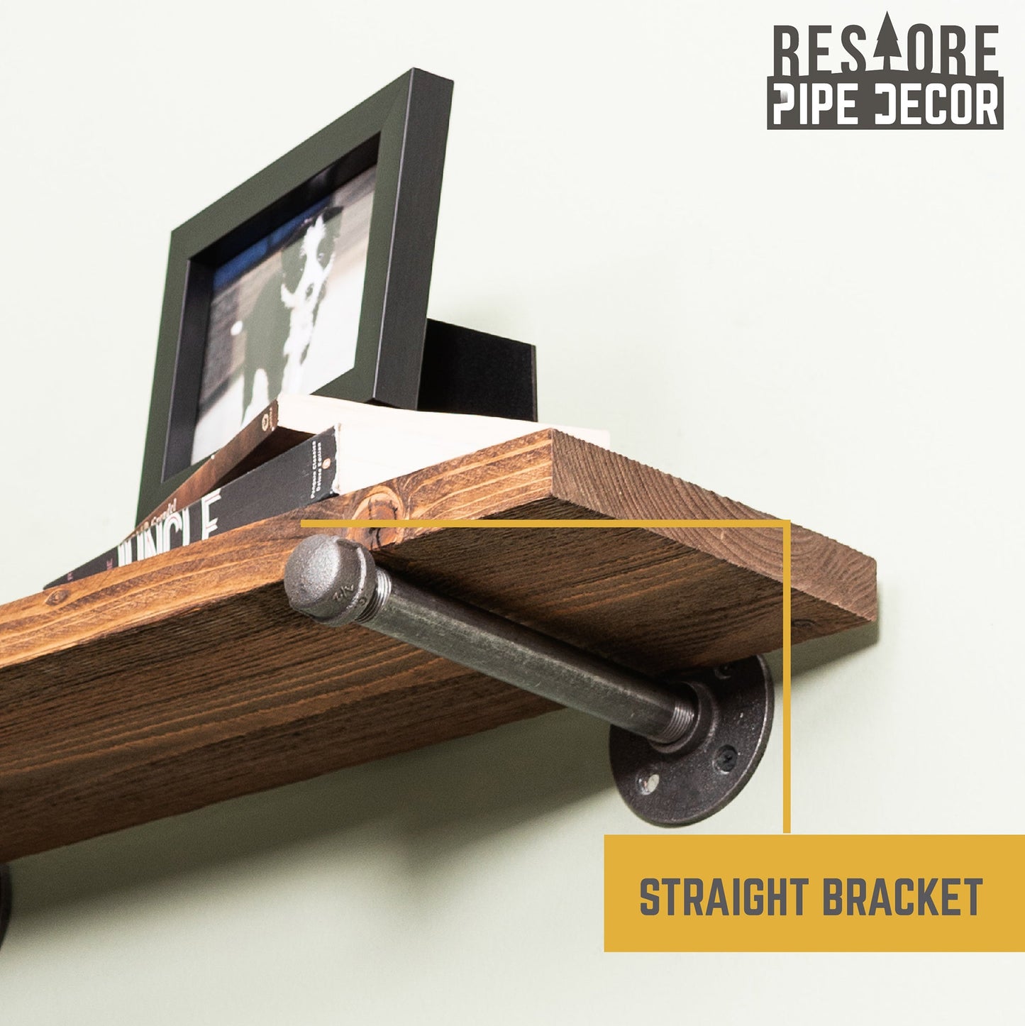 RESTORE Autumn Brown 36 in. Shelves with Straight Brackets