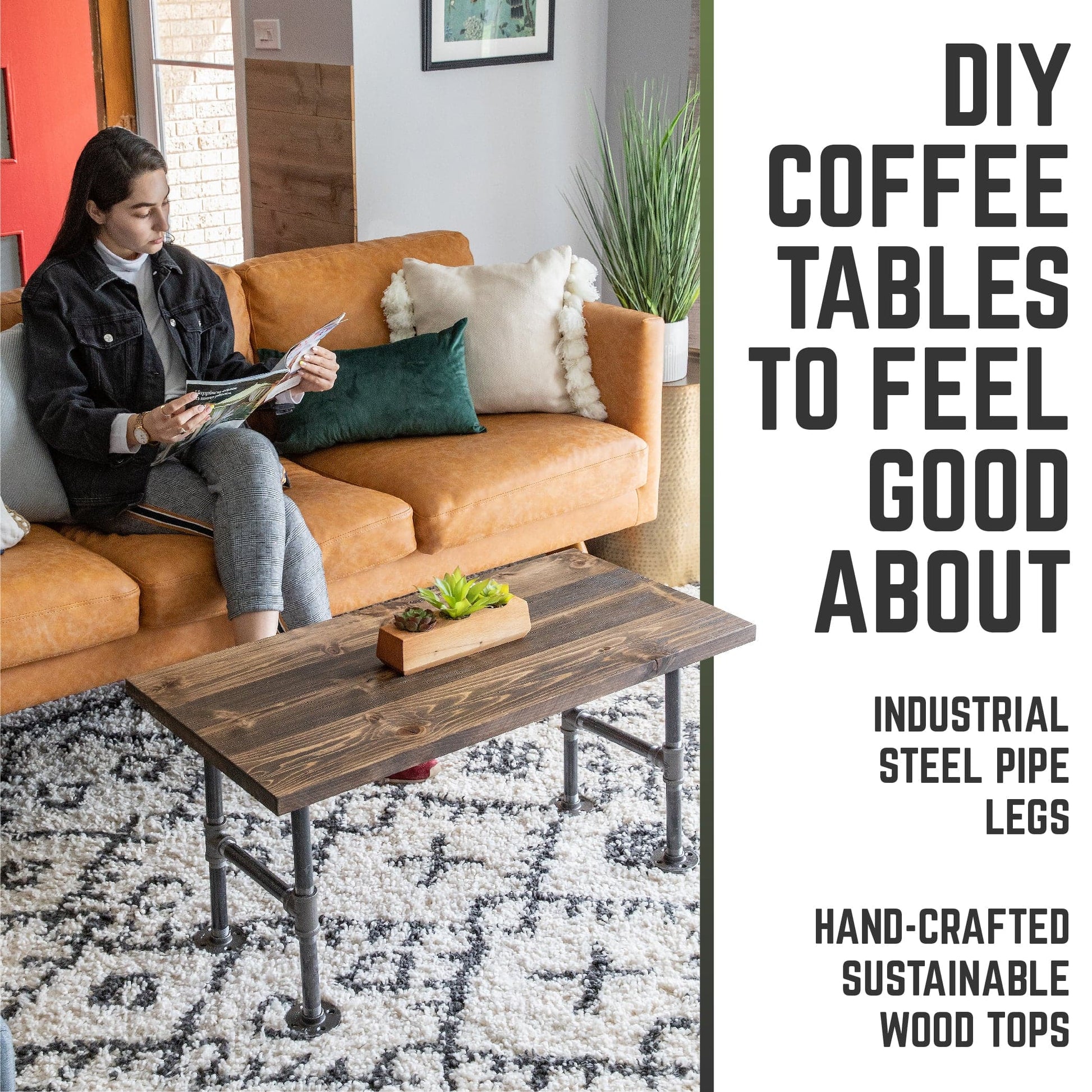 RESTORE Trail Brown Solid Wood Coffee Table