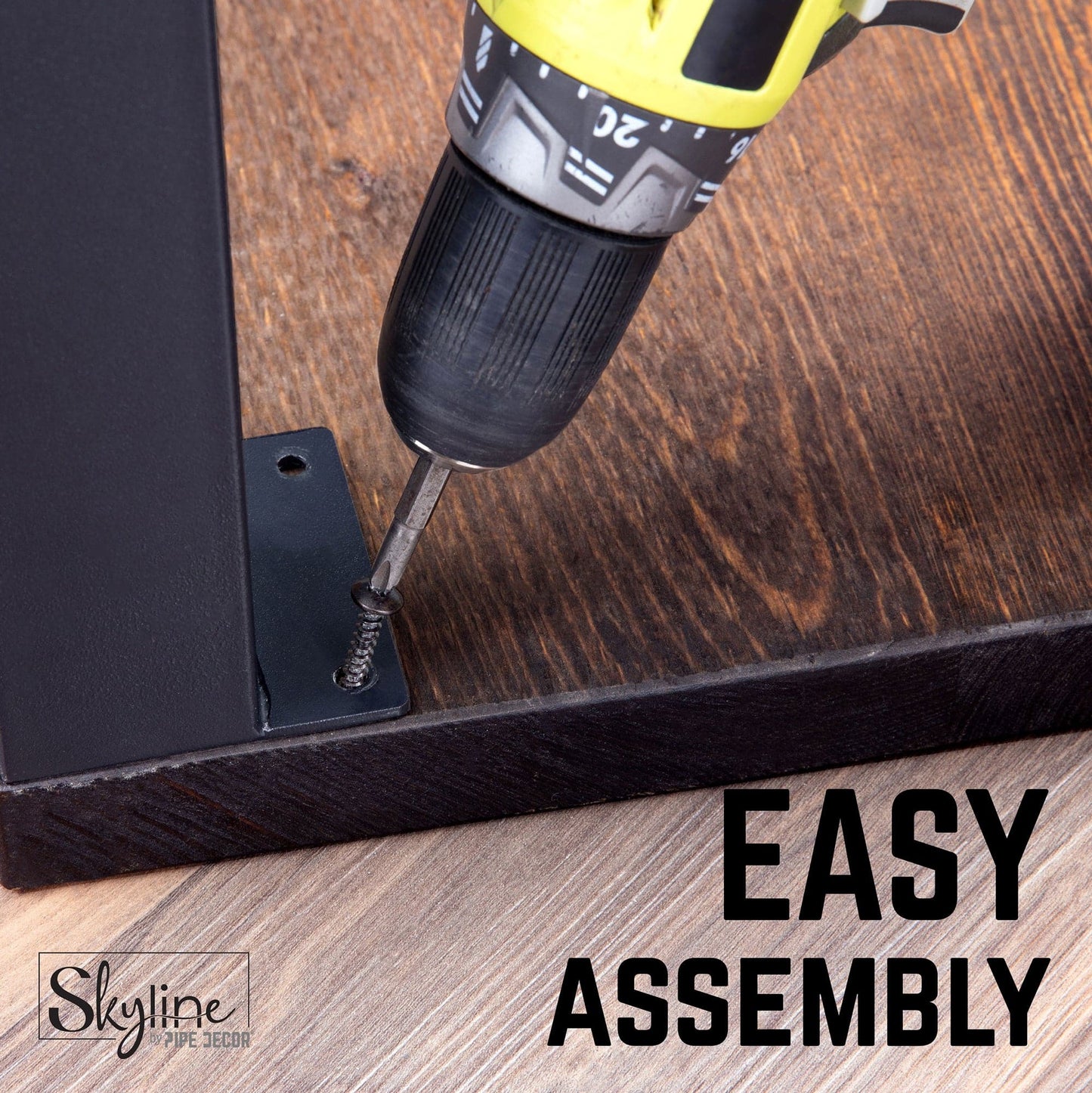 12 in. Skyline Matte Black Square Metal High-Rise Coffee Table Legs - 4 Pack