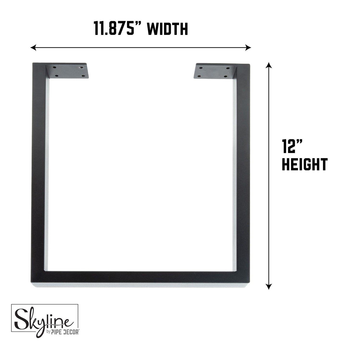 12 in. Skyline Matte Black Square Metal Landscape Coffee Table Legs - 2 Pack