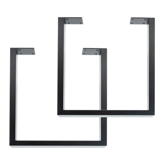 18 in. Skyline Matte Black Square Metal Landscape Coffee or End Table Legs - 2 Pack