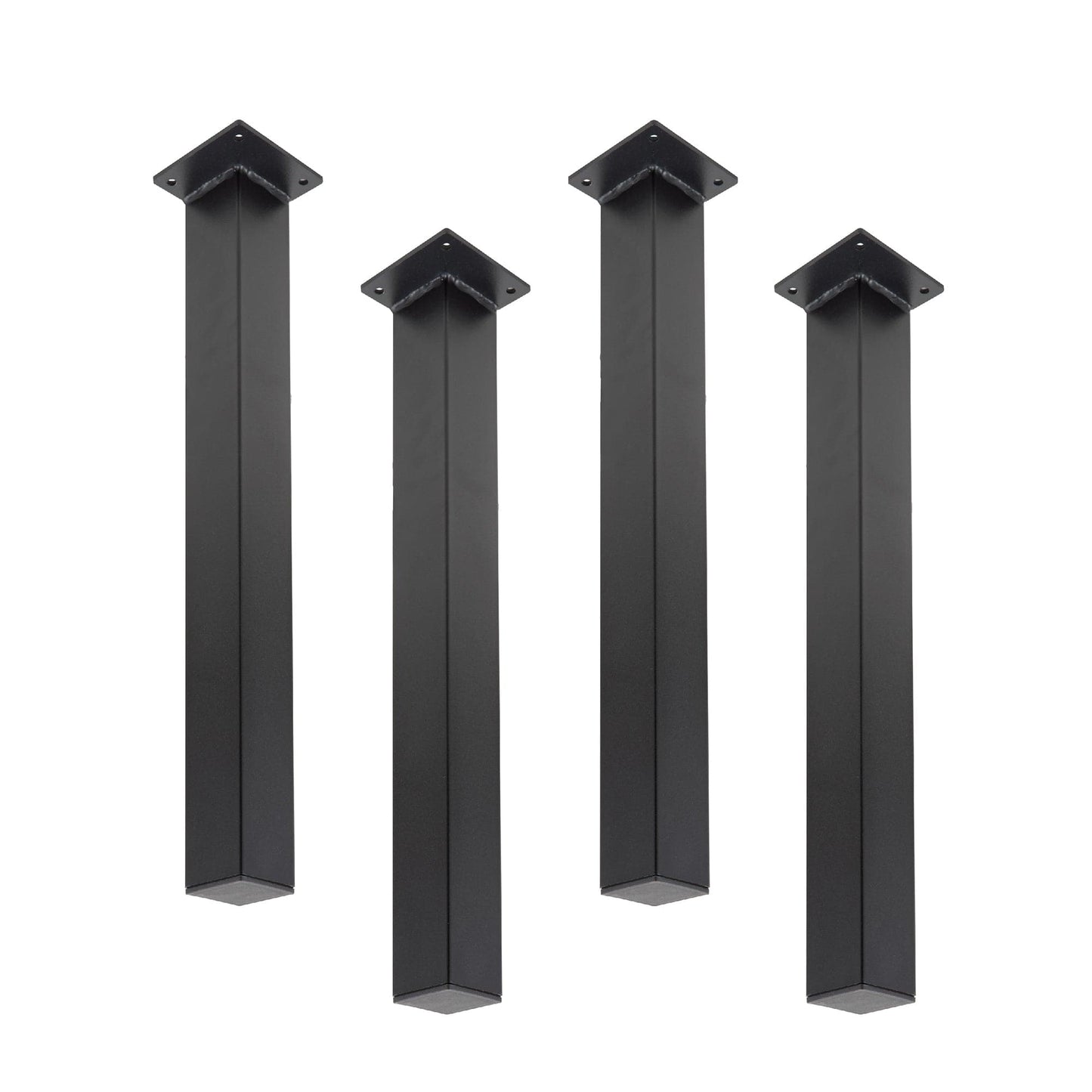 28 in. Skyline Matte Black Square Metal High-Rise Dining or Desk Table Legs - 4 Pack