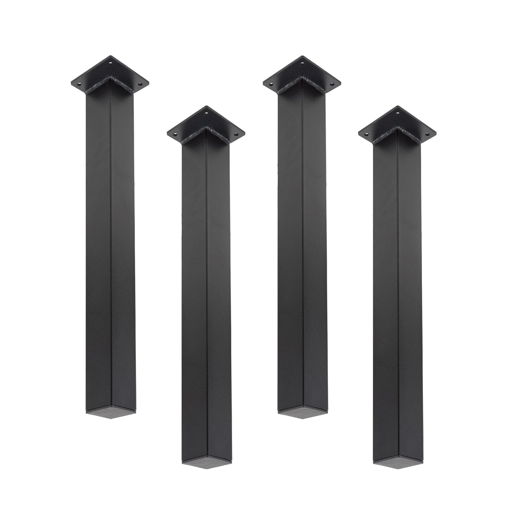 28 in. Skyline Matte Black Square Metal High-Rise Dining or Desk Table Legs - 4 Pack