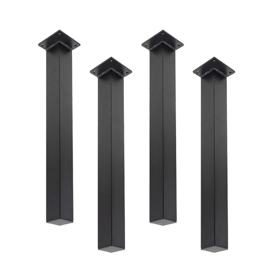 28 in. Skyline Matte Black Square Metal High-Rise Dining or Desk Table Legs - 4 Pack