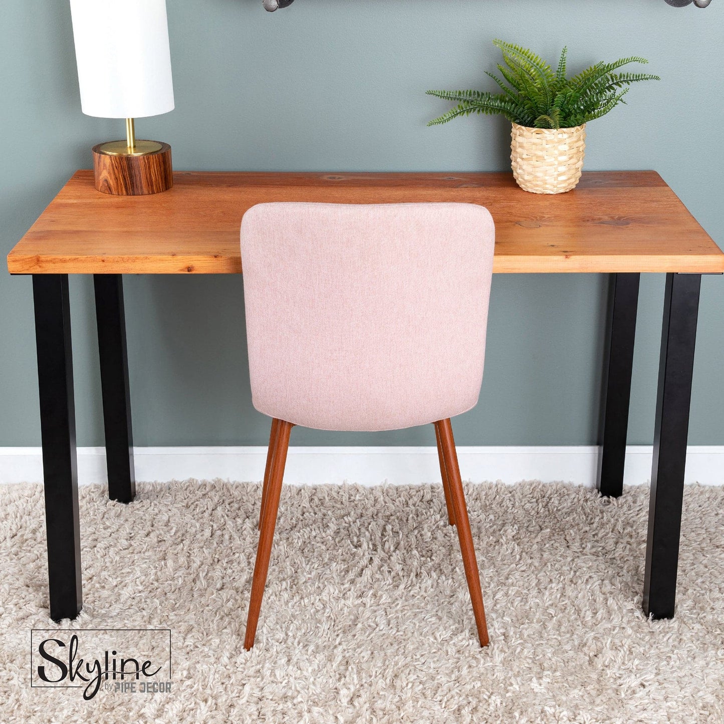 28 in. Skyline Matte Black Square Metal High-Rise Dining or Desk Table Legs - 4 Pack