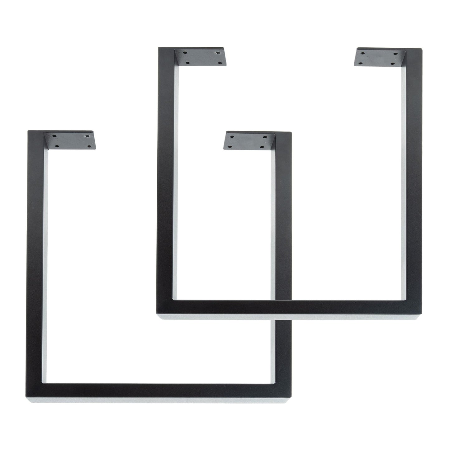 28 in. Skyline Matte Black Square Metal Landscape Dining or Desk Table Legs - 2 Pack