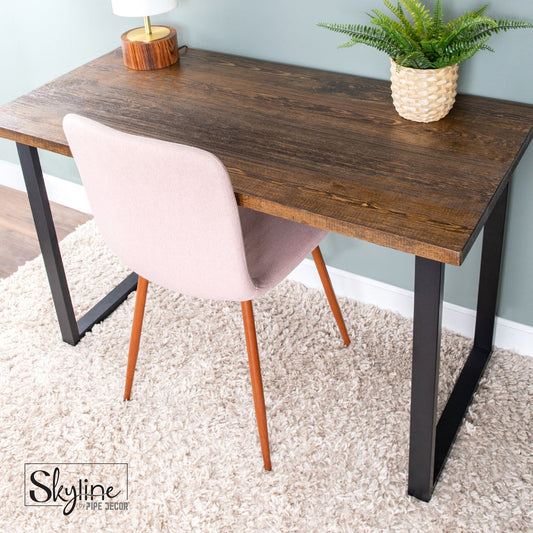 28 in. Skyline Matte Black Square Metal Landscape Dining or Desk Table Legs - 2 Pack