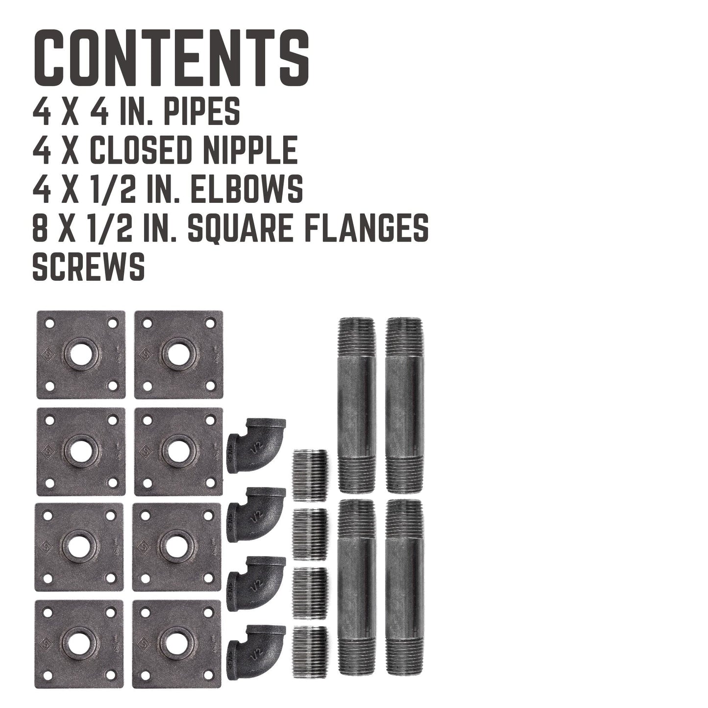 1/2 in. x 4 in. Square Double Flange Shelf Bracket Kit, 4 Pack