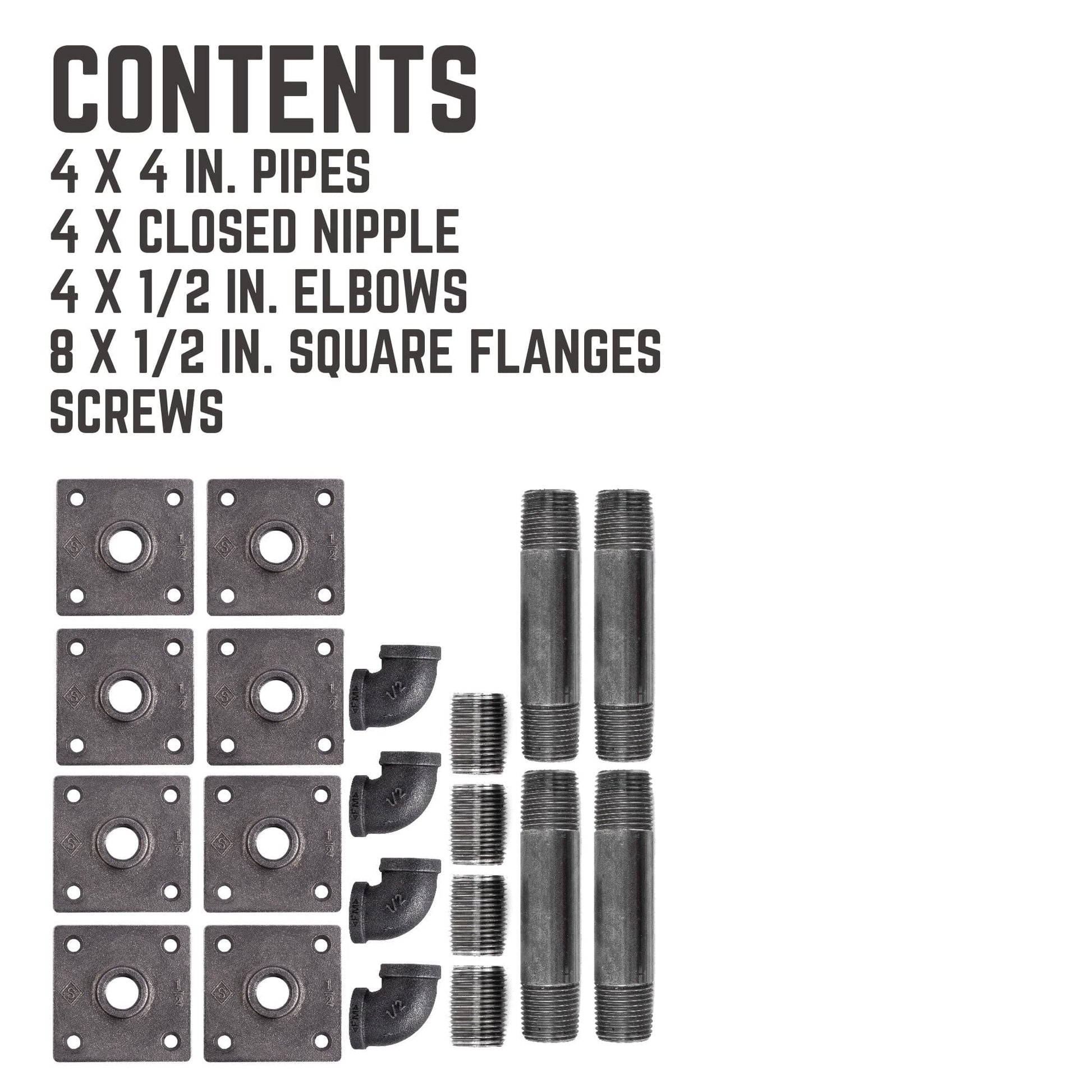 1/2 in. x 4 in. Square Double Flange Shelf Bracket Kit, 4 Pack