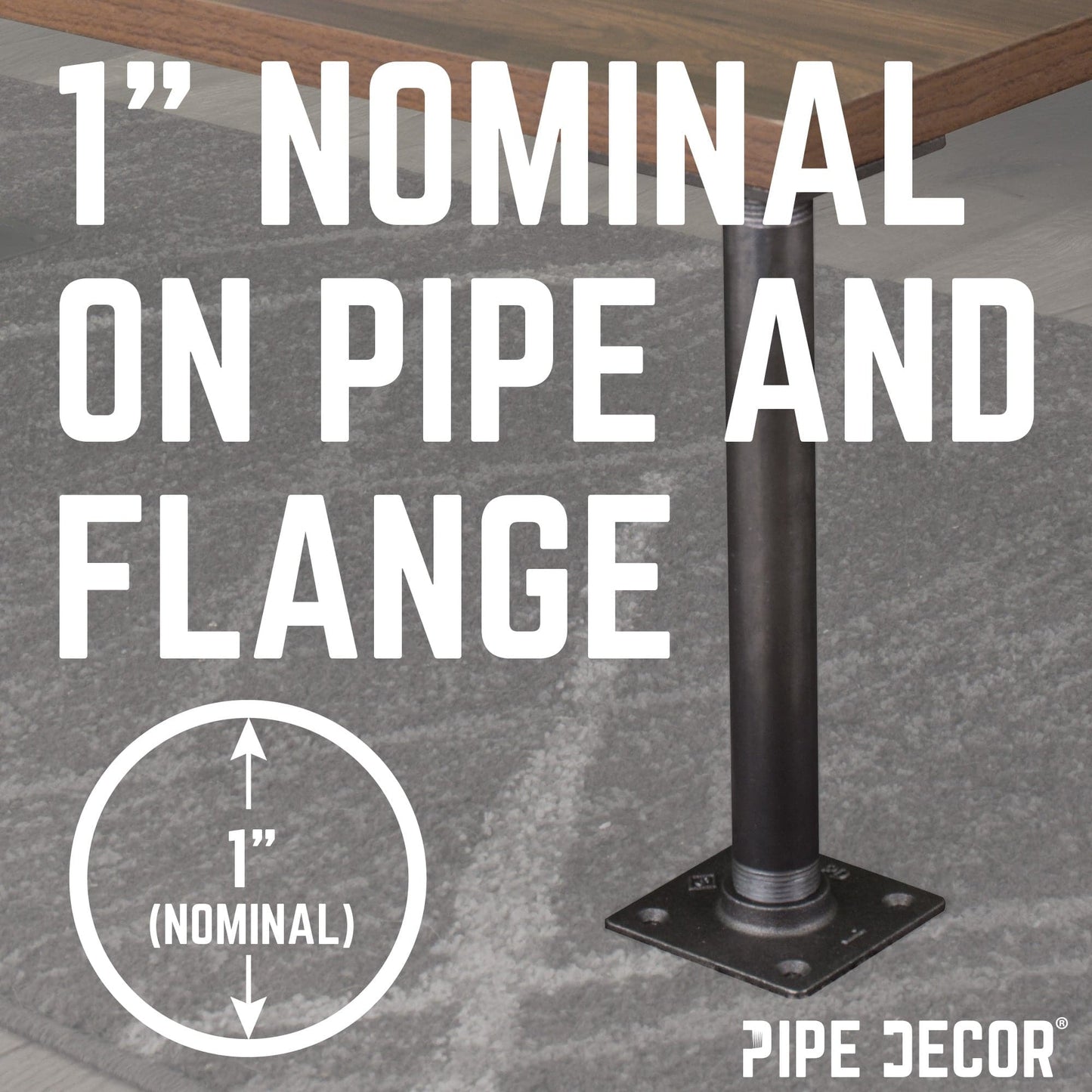 1 in. x 18 in. Square Flange Pipe Table Legs - 4 Pack