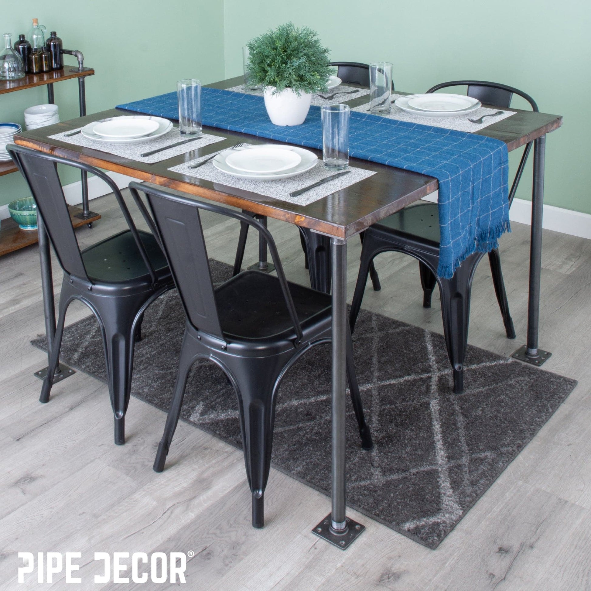 1 in. x 30 in. Square Flange Pipe Table Legs - 4 Pack